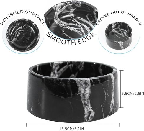 Natural Marble Pet Bowl, Suitable for Small and Medium-Sized Cats and Dogs, with Non-slip Pad, No Pressure, Easy to Clean in Saudi Arabia