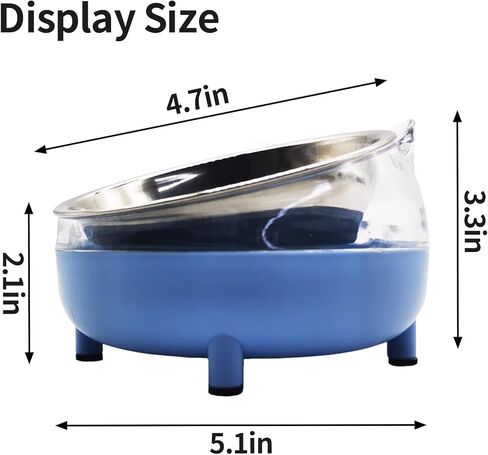 طبق طعام للقطط من الفولاذ المقاوم للصدأ مائل 15 درجة، طبق طعام للقطط من الفولاذ المقاوم للصدأ، قطعتين، غير قابل للانزلاق، قابل للفصل، لحماية العمود الفقري (أزرق) in Kuwait