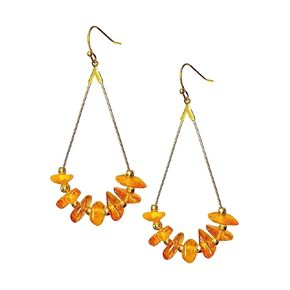 Natural Baltic Amber Earrings for Women, Boho Style Earrings, Long Drop Dangle Earrings, Beaded Earrings (Long Dangle)