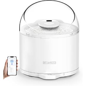 CATLINK Cat Water Fountain with Wireless Pump, 91.71oz/2.6L, Ultra Quiet, Ultrafiltration, Health Monitoring, for Cat Inside, App Control, Automatic Pet Drinking Fountains, CATLINK Pure 2