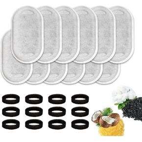 8 Pack Cat Water Fountain Filters Replacement Compatible with 67oz 108oz 135oz Stainless Steel Pet Fountain Automatic Water Dispenser Replacement Filter for Cat Dog with Pre-Filter Sponges