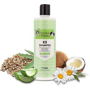 Frankie & Paisley Dog Shampoo for Allergies and Itching | Made with Plant-Based Hemp Seed Oil, Aloe, Coconut Oil | Puppy Shampoo for Sensitive Skin | Sulfate Free Shampoo and Paraben Free - 16 FL OZ
