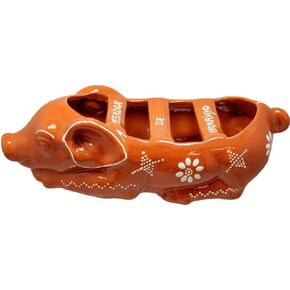 Traditional Portuguese Clay Terracotta Sleeping Pig Sausage Roaster, Made in Portugal Pottery