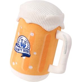 PAWTY Beer - Plush Toy for Small Dogs with Squeaker, Cute Dog Gift for Birthday