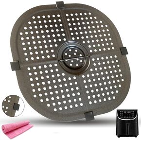 Square Air Fryer Crisper Tray for Gourmia 8QT GAF838/GAF856/GAF826 7QT GAF798/GAF716/GAF778 Air Fryers, Upgraded Nonstick Air Fryer Grill Pan Crisper Plate Grate Shelf for Gourmia Air Fryer