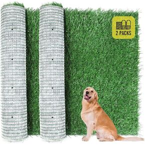 Dog Grass Pad, 2-Pack Portable Grass Pee Pads for Dogs Washable Professional Dog Grass Mat Training Grass Pee Pad for Indoor Outdoor Porches Apartments and Grass Turf Mat Replacement (18inX23in)