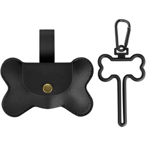 DONGKER Dog Poop Bag Holder,Waterproof Leather Canine Poop Bag Pouch with Hook Clip for Walking Outdoor Travelling(Not include Poop Garbage Bags)