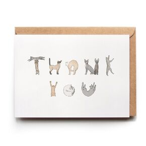Thank You Card, Cat Thanks Card (Premium Quality Card, Handmade)