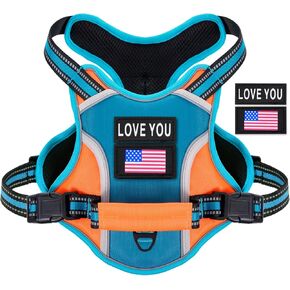 Dog Vest Harness for Medium Dogs with 2 Dog Patches, No Pull Adjustable Harness with Handle for Walking Training, Reflective and Soft Padded Pet Harness for Medium Dogs - Red, M