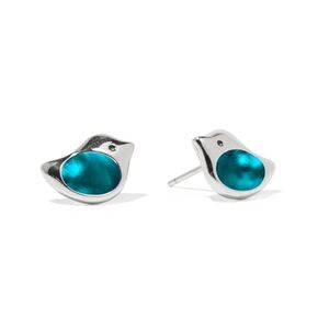 Bottled Up Designs Handmade Little Bird Stud Earrings, Sterling Silver, Eco Friendly, Made in USA, Birthday Gifts, Mothers Day, Women, Anniversary (Mason Jar (Aqua))