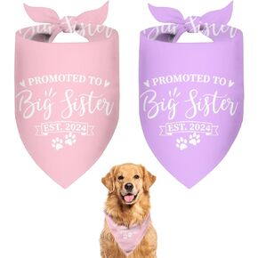 تمت ترقيته إلى Big Sister Dog Bandana 2 حزمة من وشاح الكلب الأليف دعائم إعلان الحمل إعلان الحمل للكلب باندانا يكشف عن جنس الكلب هدية لمالك محبي الكلاب (وردي، أرجواني) كبير