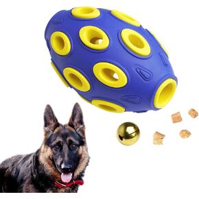 FONPOO Treat Dispensing Dog Toys - Squeaky Dog Toys for Aggressive Chewers - Tough Interactive Fetch Tennis Balls Toys for Medium Large Breed