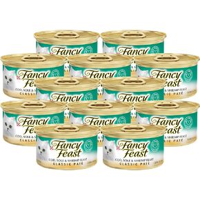 بورينا فانسي فيست طعام القطط الرطب الكلاسيكي، سمك القد، سمك النعل والروبيان، طعام القطط الرطب الخالي من الحبوب مع نكهات المأكولات البحرية، علبة 3 أونصة (عبوة من 12 قطعة) in Kuwait