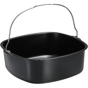 MECCANIXITY Baking Pan Universal Air Fryer Accessory Nonstick Coating 9"x8"x3" Stainless Steel for Pressure Cookers, Air Fryers Ovens Black