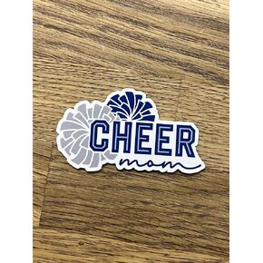 Cheer Mom 5" blue gray sticker, cheer decal, Vinyl Decal Sticker, White, for car windows, mother's day, mom decal, cheerleading sticker, cheer decal