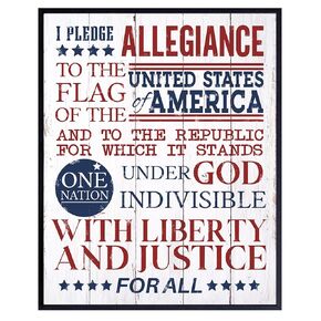 Pledge of Allegiance Art Print - America USA Patriotic Wall Art Poster - Home Decor and Gift for American US Military Veteran - 8x10 Photo Unframed