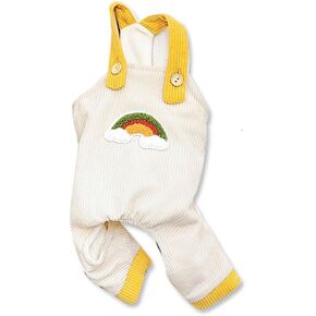 Rainbow Dog Corduroy Overalls Jumpsuit Cute Dog Bib Top Pants Pet Dogs Corduroy Clothing French Bulldog Puppy Dog Costume for Small Medium Dogs Outfit (Large size for 7.0-10lb pets, Caramel Brown)