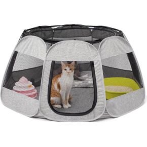 Tenrai Foldable Cat Playpen, Trapezoidal Design for Better Standing, Portable Pet Tent for Outdoor and Indoor Use of Kitten and Puppy, Dog Play Enclosure, Cat Houses & Condo