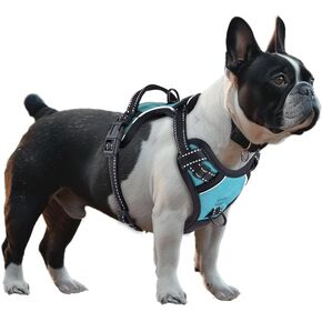 Dog Harness, Adjustable Soft Padded Dog Vest with Handle Adjustable, no-Pull, Comfortable, Safety Vest for Small, Medium, Large Size Dogs (Blue, Large)