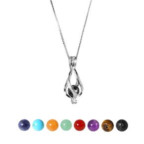 Sterling Silver Interchangeable Gemstone Pendant |18-Inch Necklace | Shungite Amethyst Tigers Eye Turquoise Carnelian Sodalite Aventurine Lava Stone | Aromatherapy Chakra | High Quality