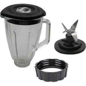 إبريق خلاط زجاجي دائري سعة 5 أكواب سعة 40 أونصة وحاوية ويستبدل الجرة بشفرة متقاطعة وقاع الجرة، متوافق مع خلاطات بار هاميلتون بيتش التجارية: 901,908، 909,910، 918، 919 (جرة زجاجية سعة 5 أكواب) in Kuwait