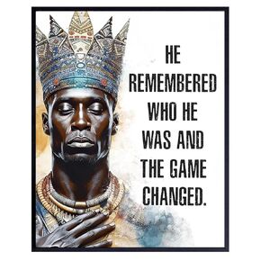 Inspirational Wall Decor for Black Men - Motivational Quotes Wall Art for African Americans, Black pride - Home Office Decor for Entrepreneur - masculine positive Affirmations for Man cave, Home Gym