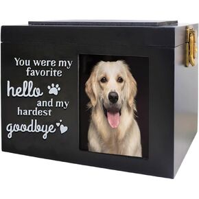Pet Memorial Urns for Dog or Cat Ashes Ashes Box Wooden Funeral Cremation Urns with Photo Frame Memorial Keepsake Memory Box with Black Loss Pet Memorial Remembrance Gift