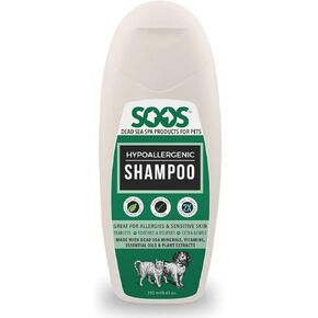Soos Pet Shampoo Hypoaller-genic Cat and Dog Shampoo Natural Dead Sea Minerals Fast Absorbing Soothes Skin Irritation with Vitamins Essential Oils - 1 Pack (250ml)