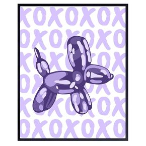 Balloon Dog Purple Wall Decor - Pop art Retro style Minimalist Modern art - 70s Trendy Aesthetic Room Decor - Teen Bedroom Decor for Women - Girls Room Decor - Dorm Room Wall Collage Gallery Wall Art