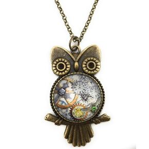 Steampunk Owl Necklace - Handmade - Unique Pendant for Women