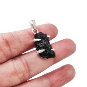 Rough Black Tourmaline Pendant, Natural Black Tourmaline Pendant, October Birthstone, Womens Pendant Necklace, 925 Sterling Silver, Christmas, Thanksgiving, Mens Pendant, Handmade Jewelry, Raw Pendant