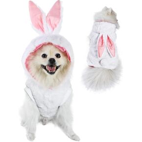 أزياء Mogoko المضحكة للكلاب والقطط والأرنب، فستان تنكرية لعيد الهالوين للحيوانات الأليفة، زي أرنب كبير للحيوانات الأليفة، غطاء رأس من الصوف للحيوانات ملابس دافئة (مقاس XL) in Kuwait
