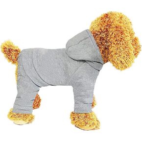 Dog Clothes, Dog Costume, Dog Hoodie, Dog Winter Coat, Dog Dress, Dog Coat, Dog Onesie, Dog Sweatshirt, ​​4 Legs Warm Pet Costume for Small Dogs Cats Boy or Girl, 1 Pack Grey M
