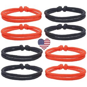Cincinnati Football Bracelets, Giants Baseball Bracelets for Sports Party Favor Bags, Halloween Bracelets for Trick or Treat Goody Bags, Adjustable String Bracelets Adults & Kids (8 Pack) – USA Made