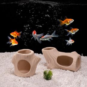 HIERYAN Aquarium Hideaway Rock Cave Stackable Fish Tank Decorations,Aquarium Ceramic Shelter Small Fish Shrimp Crayfish Breeding Habitat 2pcs