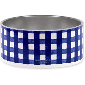 Kate Spade New York Dog Dish for Food and Water, Stainless Steel Bowl with Non-Slip Base, 4 Cup (32oz) Capacity, Large Pet Food Bowl or Water Dish for Dogs, (Navy Daisy Gingham)