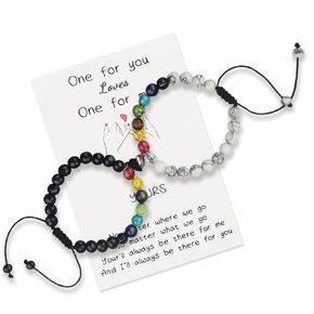 Couples Bracelets Couples Mutual Attraction Bracelets Vows of Eternal Love Charms Adjustable Jewelry Gifts for Lover Friendship Stretch Gifts for Valentine's Day (BK/PK -Heart)