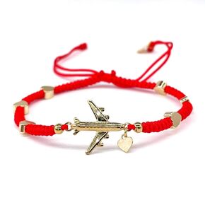 Delicate Travel Bracelet Made with Symbolyc Charms Special to Fly Lovers Adjustable for Women and Young Girls (Black)