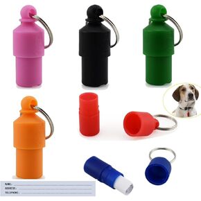 6 Pack Dog ID Tags Personalized Anti-Lost Pet Name Address Phone Contact Information Label Capsule Tube Container for Cat Puppy Small Animals Kitty Collars