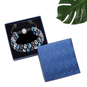 EKOBLA 2 Pack Handmade Bracelet, Bracelets for Women, Evil Eye Bracelet, Healing Stone Bracelet for Men, Friendship Bracelet Kit, Christmas New Year Gift