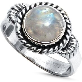 925 Sterling Silver Rainbow Moonstone Crystal Rings, June Birthstone Handmade Statement Ring For Women and Girls, Us Size- 8 Promise Rings For Her in Kuwait