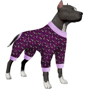 LovinPet Dog Pajamas Jumpsuit for Medium Dogs -Pet Anxiety Relief Shirt,Sun Protection Dog Shirt,Comfy Stretchy Fabric, Garden Print,Big Dog Surgery Recovery Pj's,Girl Boy Dog Party Apparel,Medium