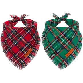 ADOGGYGO Fall Dog Bandanas with Tassels Edges, Stylish Plaid Dog Halloween Thanksgiving Scarf Bib, Orange Plaid Fall Bandanas for Small Dogs Pets (Small, Fall)