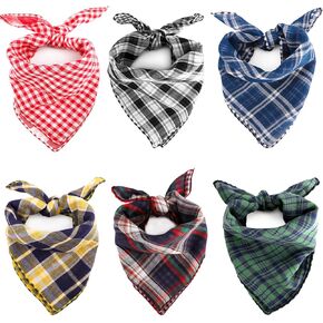 Segarty Dog Bandanas، 6 عبوات مقاس 26 بوصة × 17.5 بوصة وشاح مربع للحيوانات الأليفة منقوش من إكسسوارات المرايل للكلاب الصغيرة المتوسطة والقطط والكلاب الجراء الكبيرة، منديل عيد ميلاد للأولاد الحيوانات الأليفة قابل للغسل وقابل للتعديل