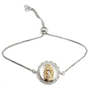 Unique Silver Plated Virgen de Guadalupe Adjustable Bracelets