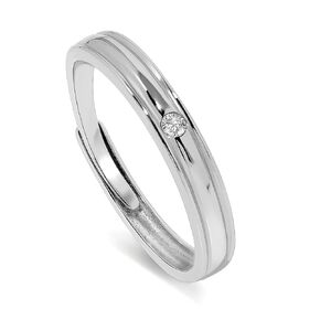 Meissa Sterling Silver Couple Rings for Men and Women Open Back Rings with Cubic Zirconia Stones for Wedding Engagement Anniversary Bridal Jewelry Couple Ring Set, Set of Two Rings