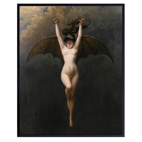 Gothic Wall Decor for Women 11x14 - Creepy Bat Wall Art for Wicca, Wiccan, Gypsy - Goth Witch Decorations, Witchy Gifts for Women - Paganism, Celtic, Medieval Art for Girl, Woman - Replica Painting
