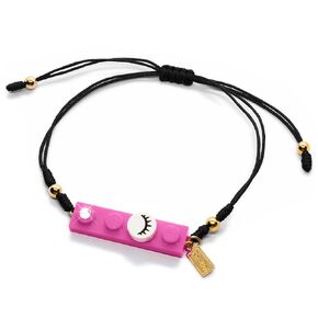 Red String with Eyelashes Dot Brick Handmade Bracelet by Re-Do Bricks ® - Cute & Original gift for a Dreamy Girl - Dreams Come True Bracelet - Adjustable and waterproof. Roja.