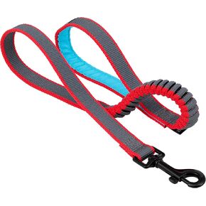 Kurgo Springback Leash for Dogs, Dog Running Leash, Bungee Leash Eases Pulling, Padded Handle, Red/Black, 48 Inch Length