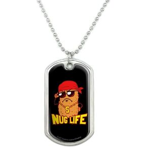 GRAPHICS & MORE Nug Life Chicken Nugget Funny Humor Military Dog Tag Pendant Necklace with Chain